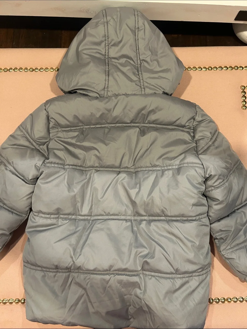 iXtreme Light Gray Puffer Coat with Blue Lining - Hooded Winter Jacket